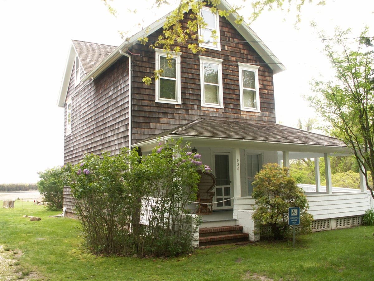 Pollock-Krasner House in Springs, New York — the shingled farmhouse, house number 830, matching 830 Springs Fireplace Rd.