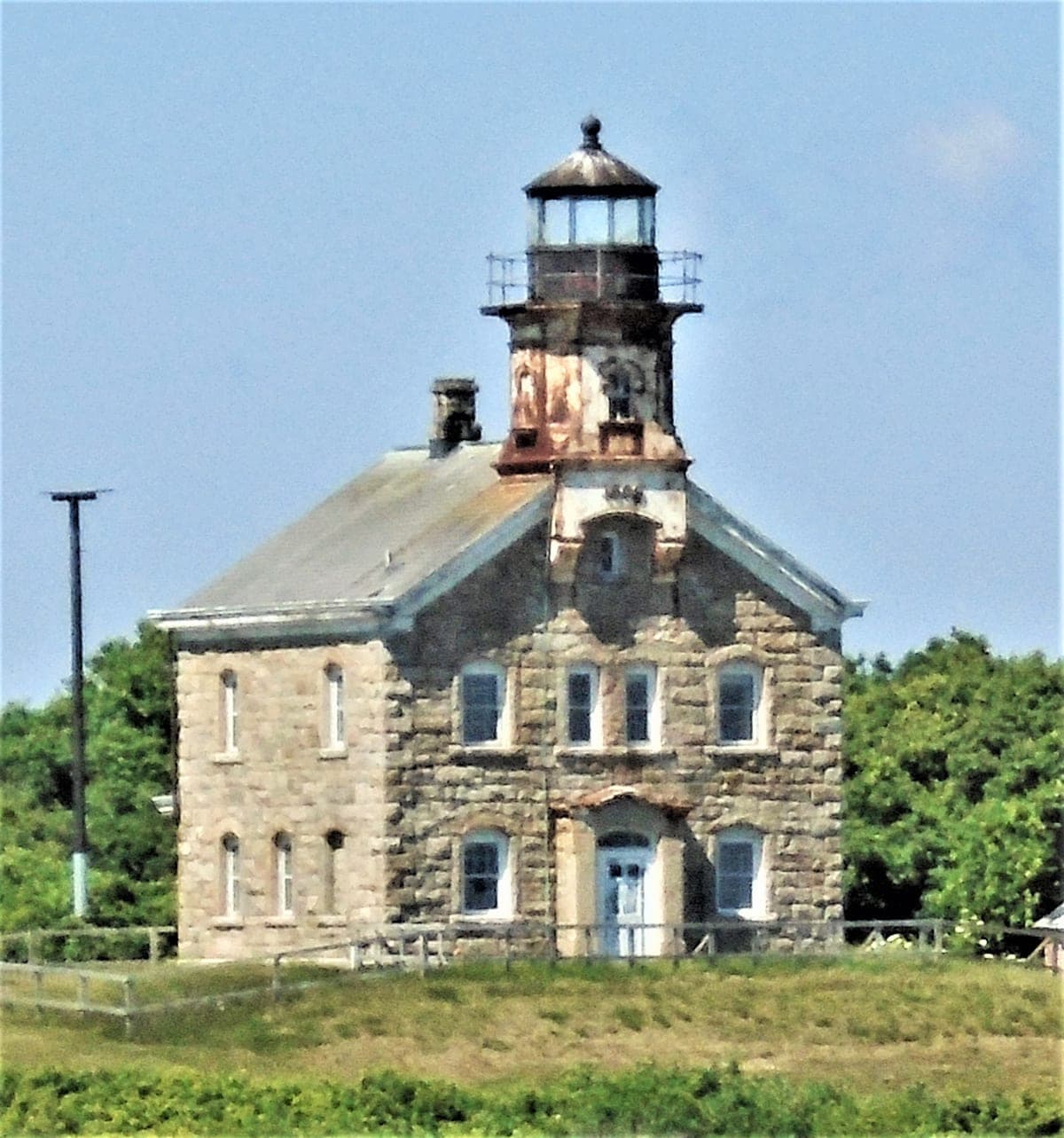 Plum Island Light is located on the western end of Plum Island, which lies in Long Island Sound east of Orient Point.