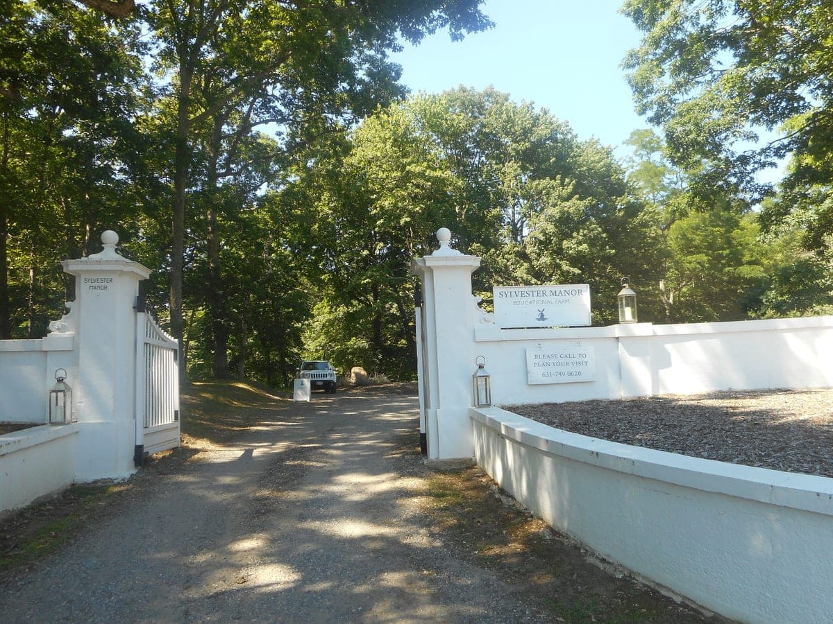 The gateway to Sylvester Manor, a 1652 plantation homestead on Shelter Island, New York.