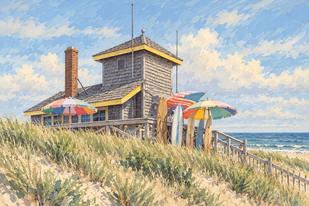 Painted illustration of Atlantic Avenue Beach
