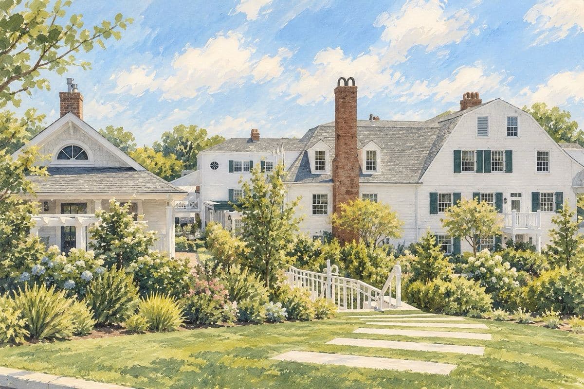 Painted illustration of Canoe Place Inn & Cottages