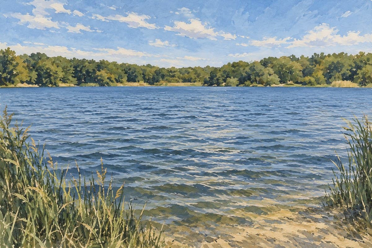 Painted illustration of Laurel Lake Preserve