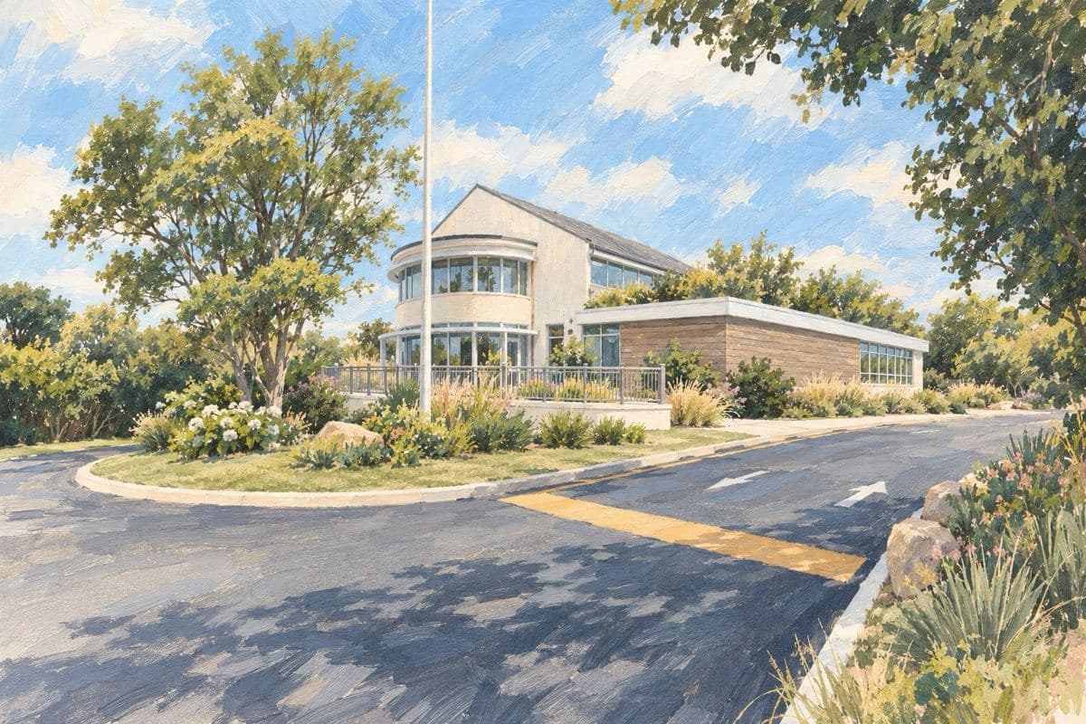 Painted illustration of Montauk Library