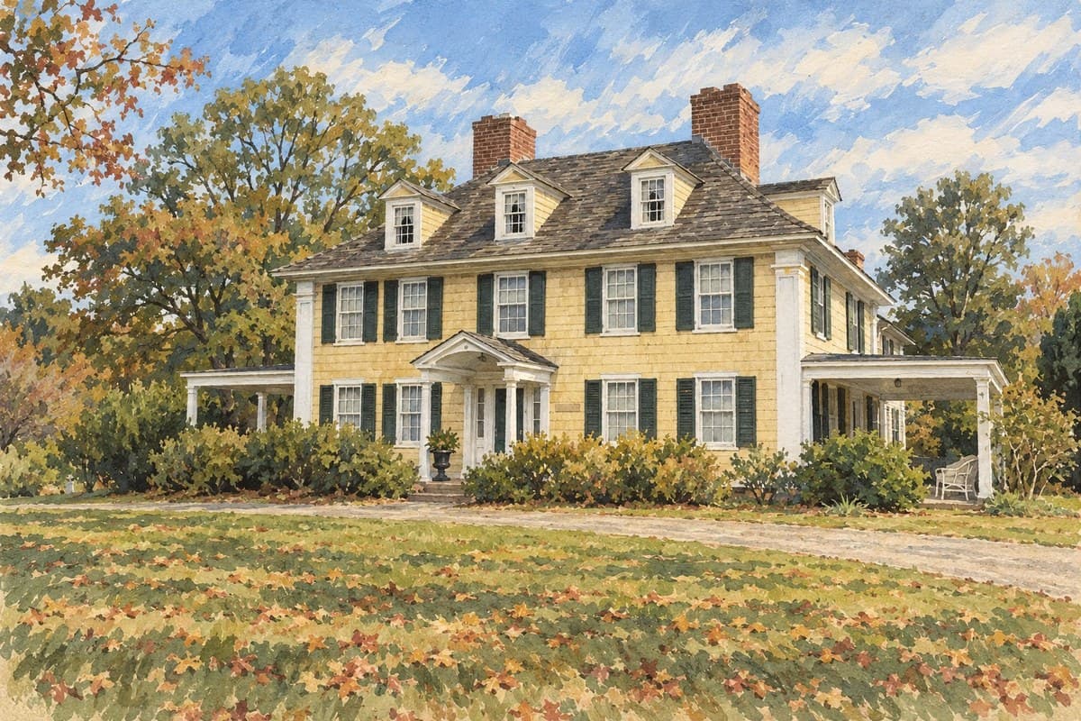 Painted illustration of Sylvester Manor Educational Farm