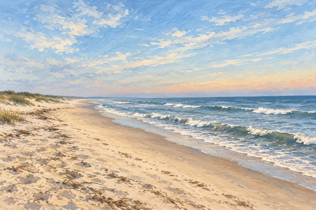 Painted illustration of Two Mile Hollow Beach